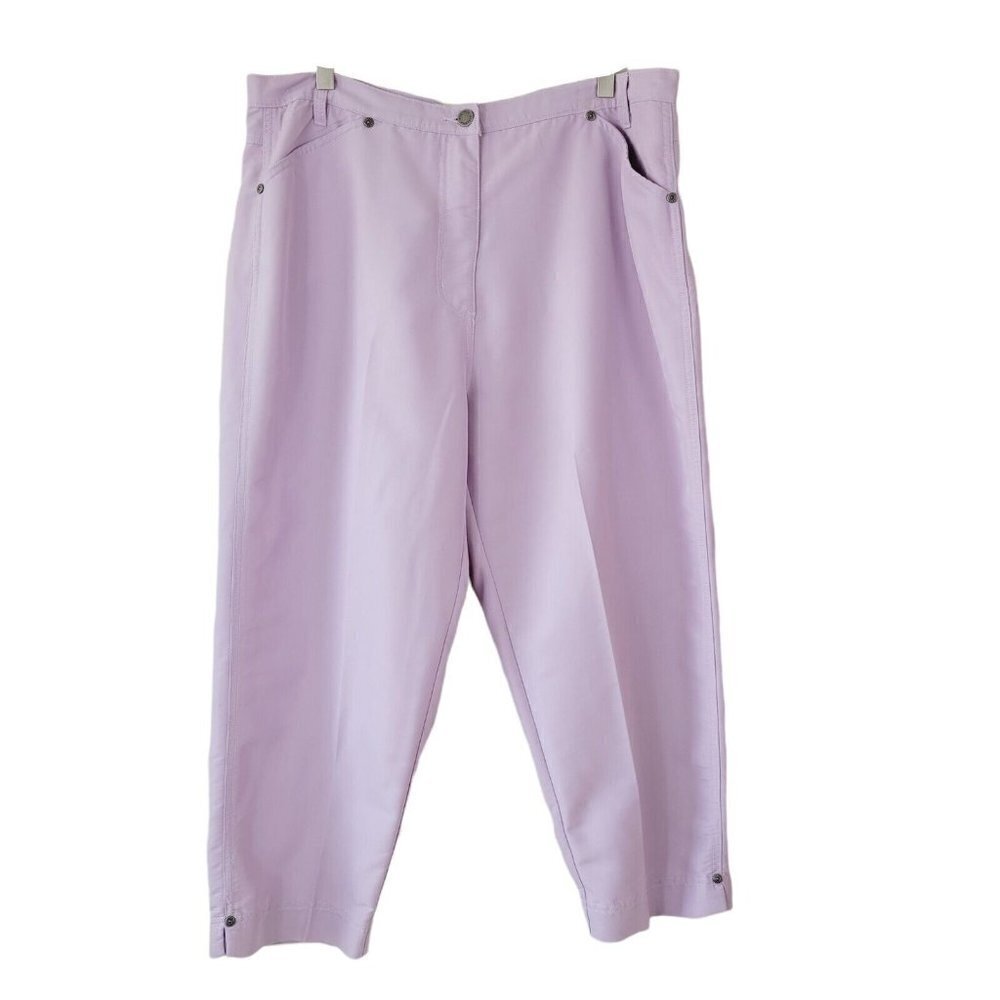 Woolrich Sz 16 Capri Pants Pineville Light Purple Lavender Plus Size High Rise